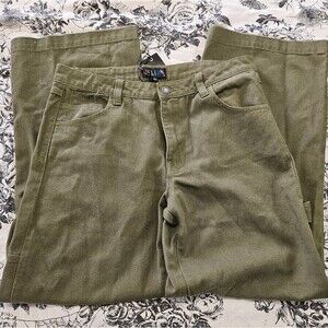 Dolls Kill Delia's Twill Carpenter Olive Green Wide Leg Pant